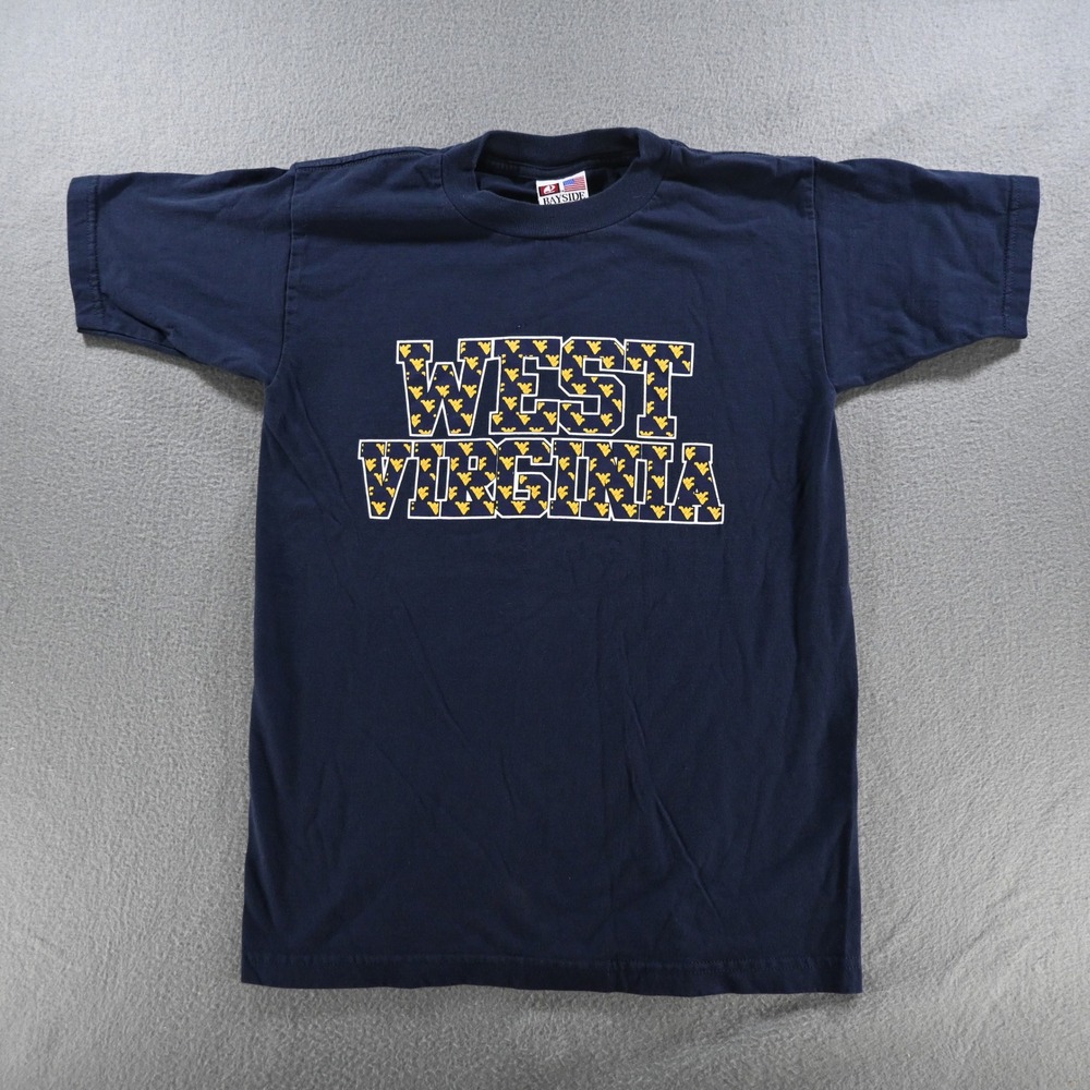 Bayside Mens West Virginia Mountaineers Graphic T-Shirt Small Navy Blue Made USA